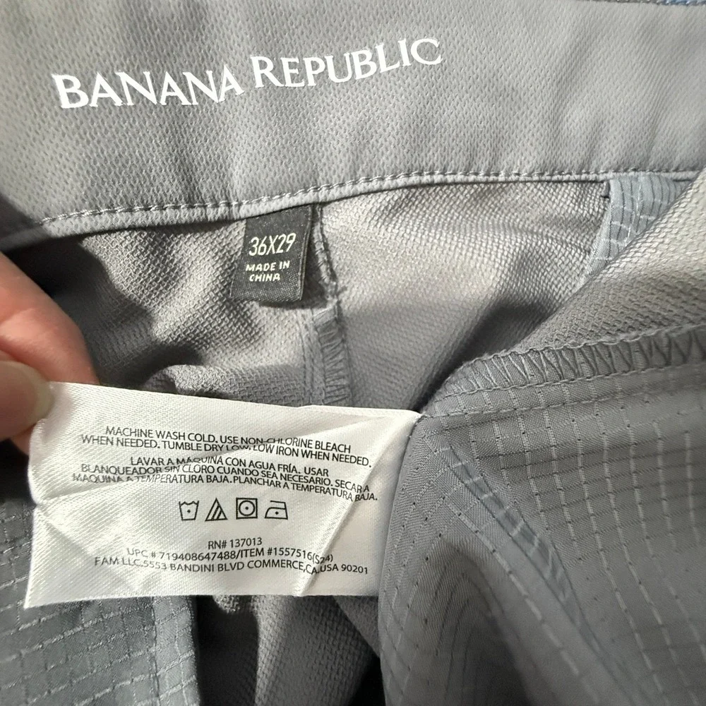 Banana Republic Performance Pants Men 37x28 Gray Golf Chino Stretch Breathable